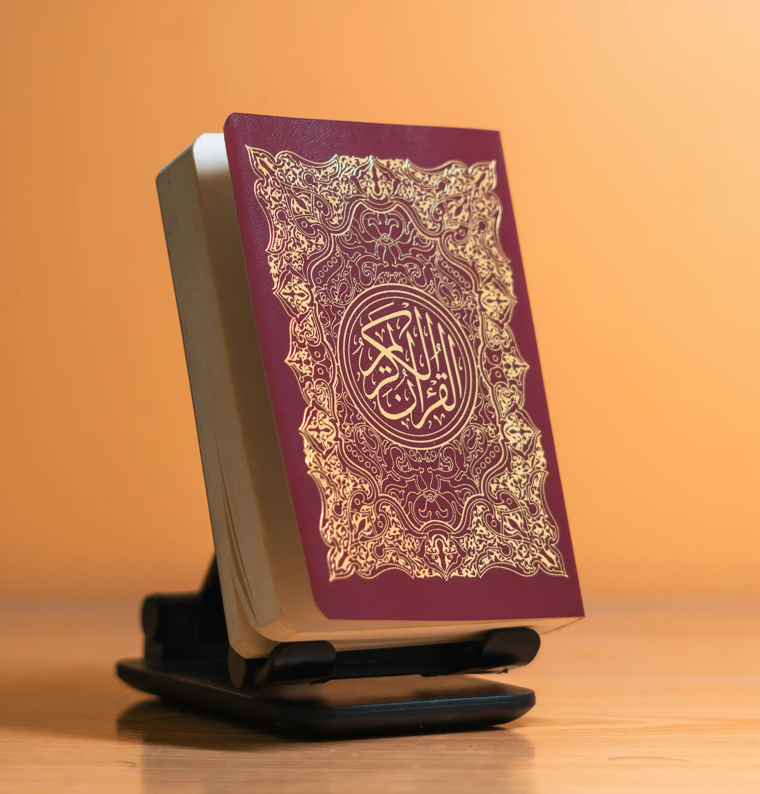 Quran displayed on a stand